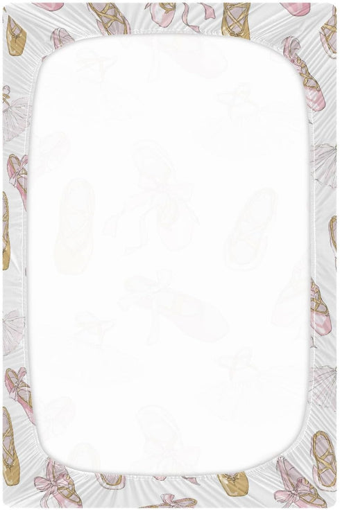 52x28in Baby Crib Sheet Ballet Shoes Ballerina Crib Mattress for Boys and Girls Playard Sheet Soft Breathable Fitted