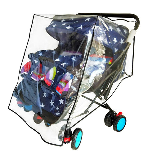Weather Shield for Double Stroller - Universal Size Side by Side Baby Umbrella Rain Cover, Waterproof Jogger City