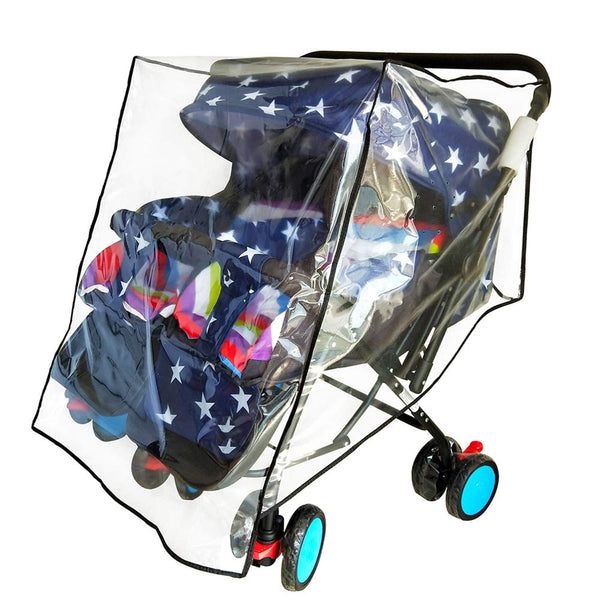 Weather Shield for Double Stroller - Universal Size Side by Side Baby Umbrella Rain Cover, Waterproof Jogger City