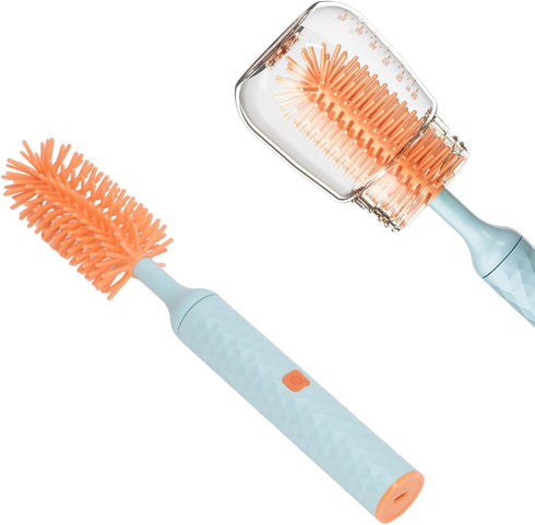 Electric Baby Bottle Brush Cleaning Set with 2 Speeds, Rotating Silicone Bristles, Bottle & Pacifier Brush (Blue)