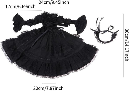 Fenteer Elegant Black Princess Lolita Dress for BJD SD Dolls