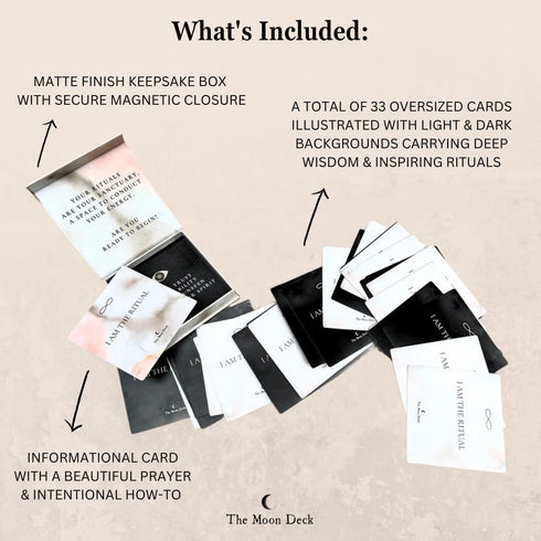 I AM THE RITUAL: Eco-Printed Premium Oracle Set - 33 Card Deck for Self-Healing Affirmations, Inspirational Morning and Evening Rituals, Personal Growth and Reflection, and Intentional Practices by The Moon Deck