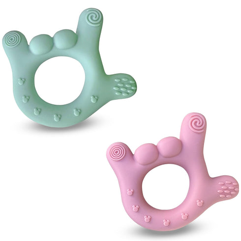 Set of 2 I Love You Silicone Hand Teether, Teethers for Babies