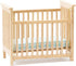 Miniature Oak Slatted Nursery Crib with Blue Fabric