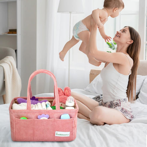 Buzz&Bloom Baby Diaper Caddy Organizer, Stylish Storage Basket for Newborn Essentials and Diaper Station, Gift for Baby