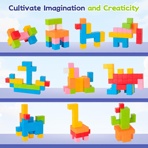 Hisine 24 1.18 inch 3 4 5 6 7 8 3+(ESP. 3-8) (48) Magnetic Blocks, PCS Magnetic Building Blocks for Toddlers Years Old