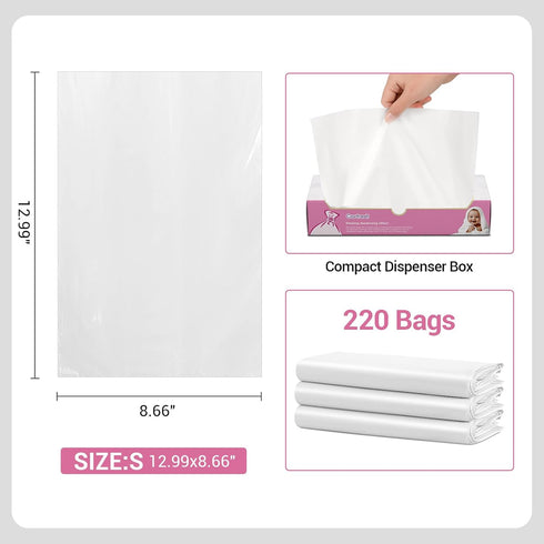 S/220 Counts Odor Sealing Baby Diaper Disposable Bags - Unscented, Durable Diaper Sacks for Home, Travel & On-the-Go