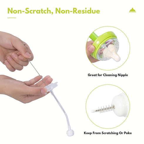 CAREBABYMORE 2 2 Baby Bottle Brush with One Base Hidden Nylon Nipple Cleaner, Pcs Sponge Nipple Brushes, Pcs Straw