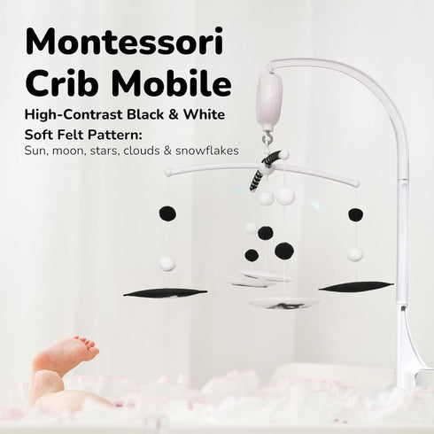 Pack Montessori Mobile, Black and White Baby Crib Mobile, Neutral Nursery Mobile Decoration for N Play, for Baby Boy