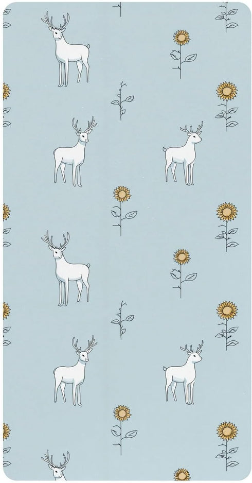 miaozhen Cotton Crib Sheets for Baby Boys Girls Soft Stretchy Simple Line Deer