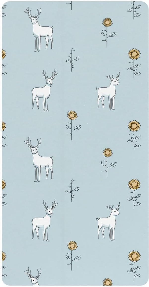 miaozhen Cotton Crib Sheets for Baby Boys Girls Soft Stretchy Simple Line Deer