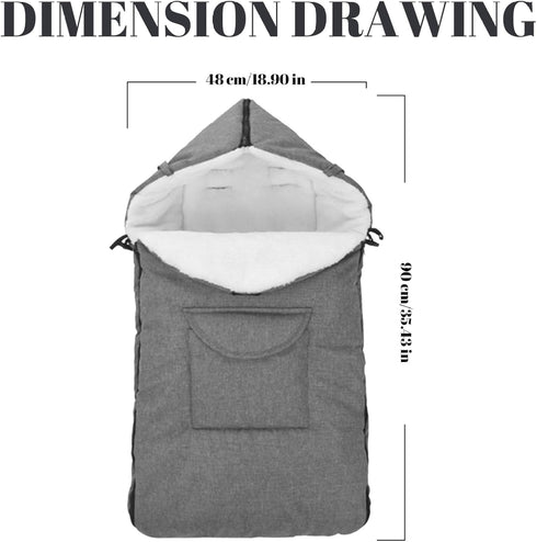 Ckuakiwu 48x90cm Pushchair Bunting Bag, Thicken Warm Stroller Footmuff with Plush Lined, Windproof Infant Car Seat