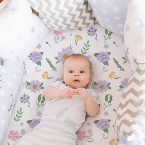 FIGEPO 4 Pack Butterfly Baby Crib Sheets for Baby Girls Purple Crib Fitted Sheets for Standard Size Crib and Toddler