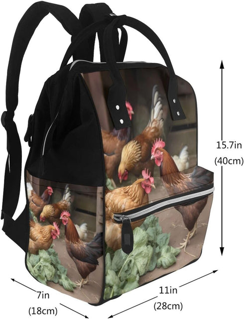 HCBPWVQA Backpack Daypacks Backpack Mommy Farm Chickens Diaper Bag with Changing Pad and Pacifier Holder, Multifunction