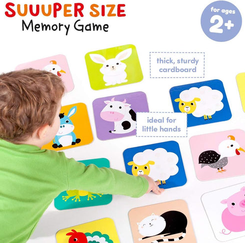 Suuuper Size Memory Matching Kids Game by Banana Panda - 24 Extra-Large 6” x 6” Cards for Ages 2-4