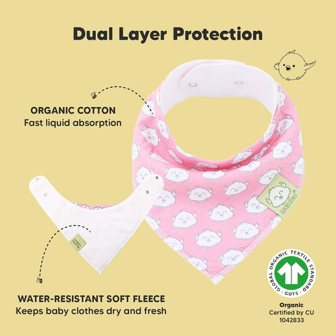 Set Organic Burp Cloth & Organic Bandana Bibs by KeaBabies - Soft Cotton Burp Cloth & Bib for Baby Boys & Girls
