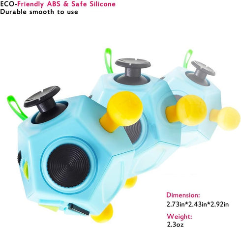 WCZCBOYA 12 Sided Finger Cube Toys, Fidget Toys Relief Stress, Autism and Anxiety Depression for Kids Adults (Blue