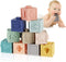Mini Tudou Baby Blocks Soft Building Blocks, Educational Squeeze Play Toys with Numbers, Animals, Shapes, 12PCS for 6