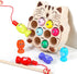 Toddler Montessori Toy Wooden Fishing Game for Kids 1-3 Years Old, Educational Hand Eye Coordination Skill Activity for