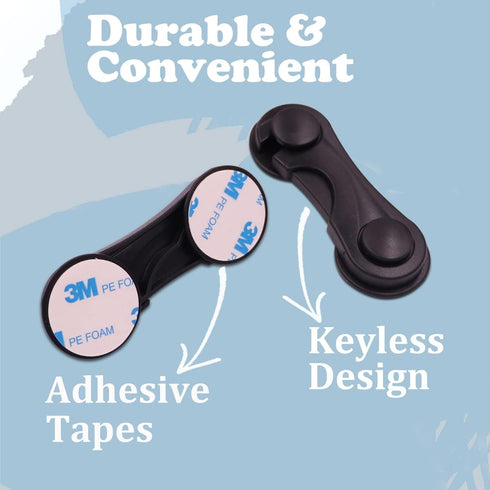 4 Pack Cabinet Locks for Babies, Childproof Latches with Adhesive for Drawer Cupboards Closet and Pantry Door