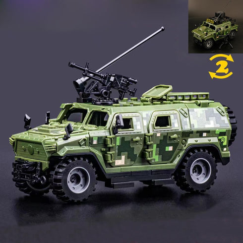 Armored Vehicle Building Block - Military Vehicle Building Toy for Age 6-12+ - 2 in 1 Styles Army Brick Truck -