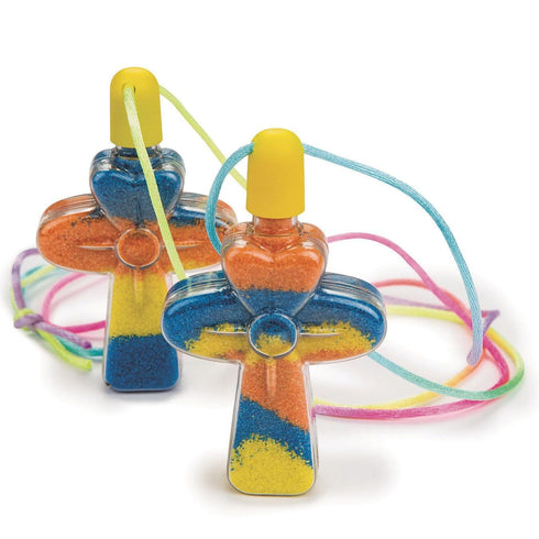 S&S Worldwide Sand Art Cross Necklace Craft Kit, Create Colorful Cross Necklaces