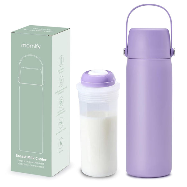 Momify 36-Hour Portable Breastmilk Storage Bottle, 20oz Vacuum Insulated Stainless Steel Breast Milk