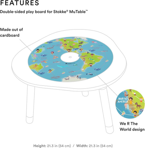 Stokke MuTable DISKcover, We R The World - Double-Sided Play Board with Game, Puzzle, Dice, Tokens & Cards