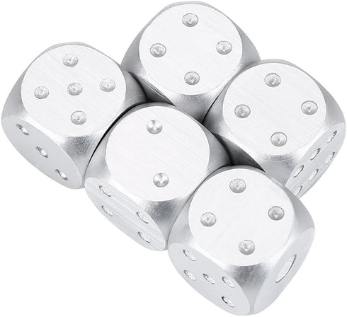 Set Set 5Pcs Set 6 Precision Aluminum Alloy Dice Solid Metal Dice Table Game Dice Poker Games Dices with Case (Silver