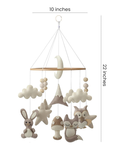 Whimsical Woodland Crib Mobile - Handmade Neutral Nursery Decor with Forest Animals and Clouds