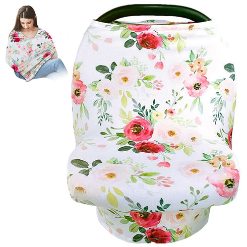 Rquite All-in-1 Baby Car Seat Cover, Stretchy Soft Infant Car Seat Canopy, Multi-use Baby Carrier Cover, Stroller Sun