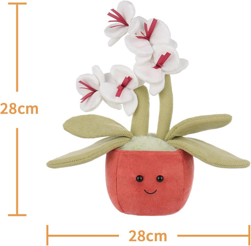 Apricot Lamb Potted Flower Plush Butterfly Orchid Plant, Soft Cute Plushies Toys for Baby Girl and Boy