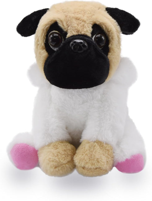 BABOLI 10 Inches Cuddly Little Pug Stuffed Animals Soft Toys with Adorable Bunny-Style Costumes Super Cute Puppy Dog