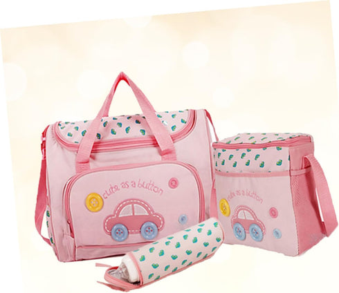 Set Totority Large Capacity Multi-function Diaper Bag for Moms Stylish Pink Tote with Changing Pad Bag and Bottle