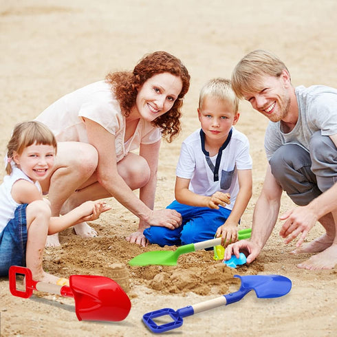 LNCOJOLM 16inch 3PCS Summer Beach Sand Shovels Toys for Kid Adult, Sturdy Long Wooden Spade Gardening Tool Kits Sand