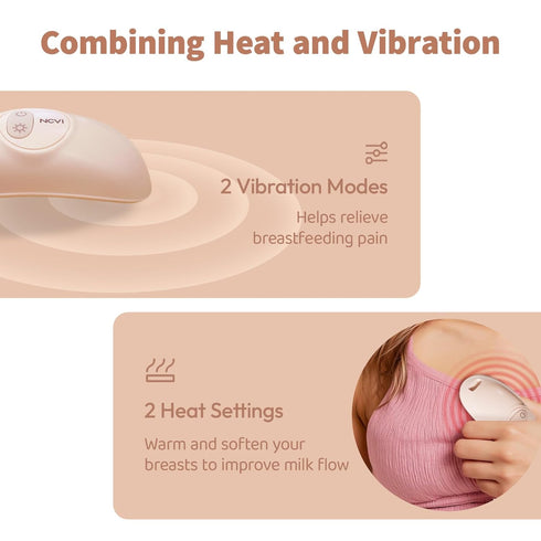 2-in-1, 2 Pack, NCVI Warming Lactation Massager Breast Massager for Breastfeeding, Heat & Vibration for Clogged Ducts