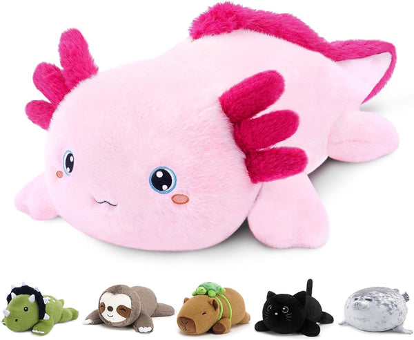 SQEQE Weighted Stuffed Animal Axolotl, Soft Weighted Axolotl Plush Toy, Cute Hugging