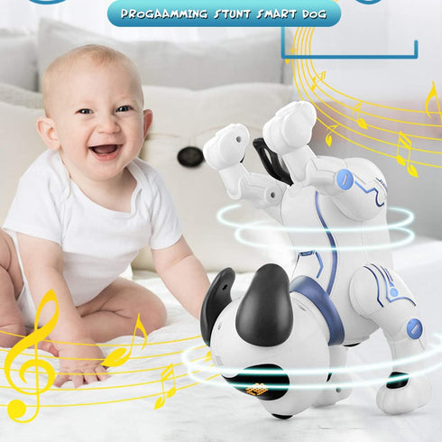 Programmable 6, 7, 8, 9, 10 Fisca Remote Control Dog, RC Robotic Stunt Puppy Voice Control Toys Handstand Push-up