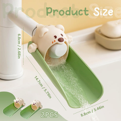 EQUNROY 2-Pack Beige Faucet Extender for Toddlers & Kids, Child-Safe Silicone Sink Adapter with Visual Temp Alert, Fits