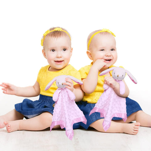 Pro Goleem Bunny Security Blanket Twin Baby Gifts Snuggle Toy Lovey for Infant Girls Soft Lovie Pink, 2 Pack