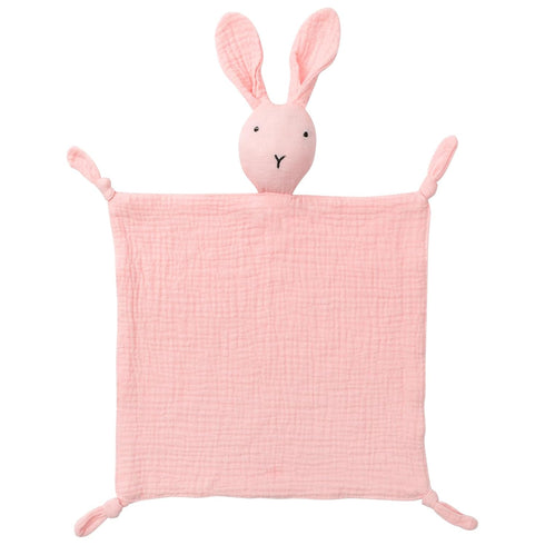 Organic Cotton Bunny Loveys, Soft & Breathable Newborn Security Blanket for Baby Boy Girl, Muslin Fabric