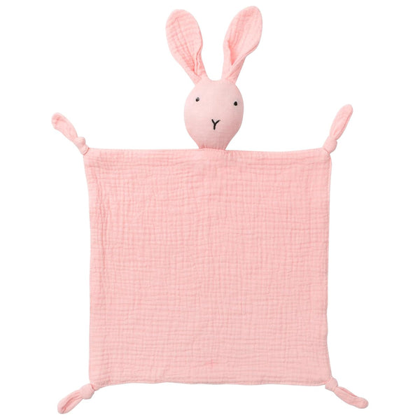Organic Cotton Bunny Loveys, Soft & Breathable Newborn Security Blanket for Baby Boy Girl, Muslin Fabric