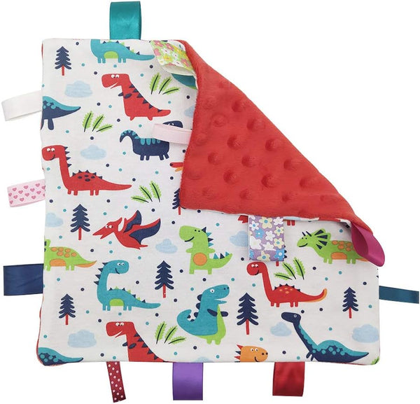 Inchant Baby Security Blanket with Tags, Soft Appease Towel for Newborns, Dinosaur Pattern