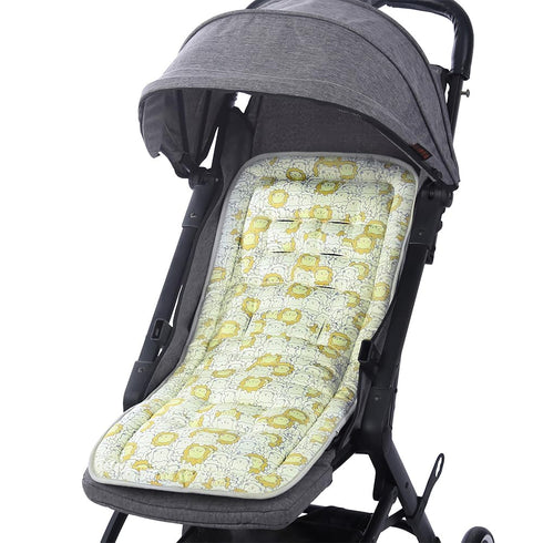 Baby Stroller Seat Liner, Universal Breathable Cushion Mat for Kids Pushchair, Thick Cotton Stroller Liner (Cute Lions)