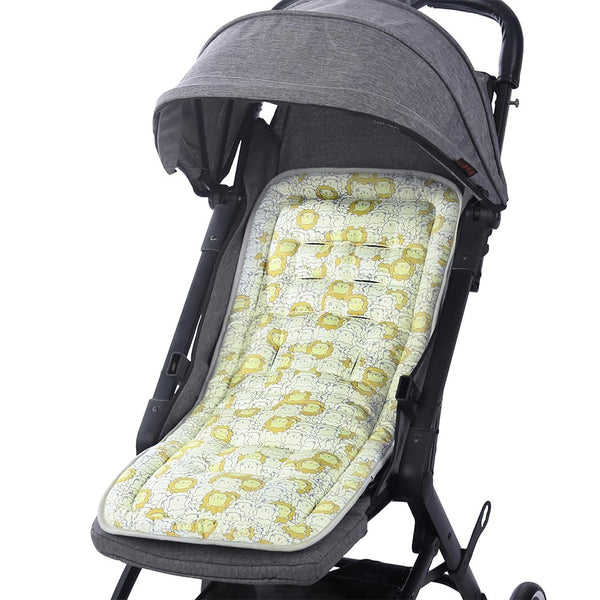 Baby Stroller Seat Liner, Universal Breathable Cushion Mat for Kids Pushchair, Thick Cotton Stroller Liner (Cute Lions)