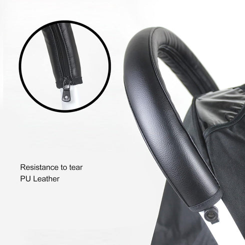 Universal Stroller Handle Sleeve Cover with Zipper, Cleanable Replacement Grip Bar Handlebar, Black