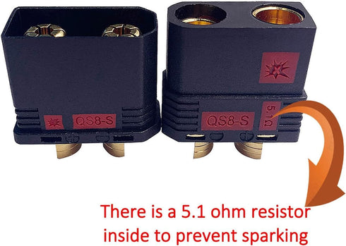Qs8 Connector Male and Female, High Current Antispark Connector for Remote Control Toys and Drone Battery Charger