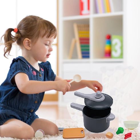 61Pcs Kids Kitchen Toy Accessories Set - Toddler BBQ Cooking Playset with Pots, Pans, and Play Food (Pink)