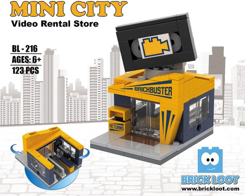 Brick Loot Exclusive Mini City Video Rental Store - Custom Designed 123 Piece Model - Compatible with Lego and Other Major Brick Brands …