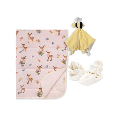 Burt's Bees Baby Unisex Baby Gift Set - Reversible Jersey Blanket, Adjustable